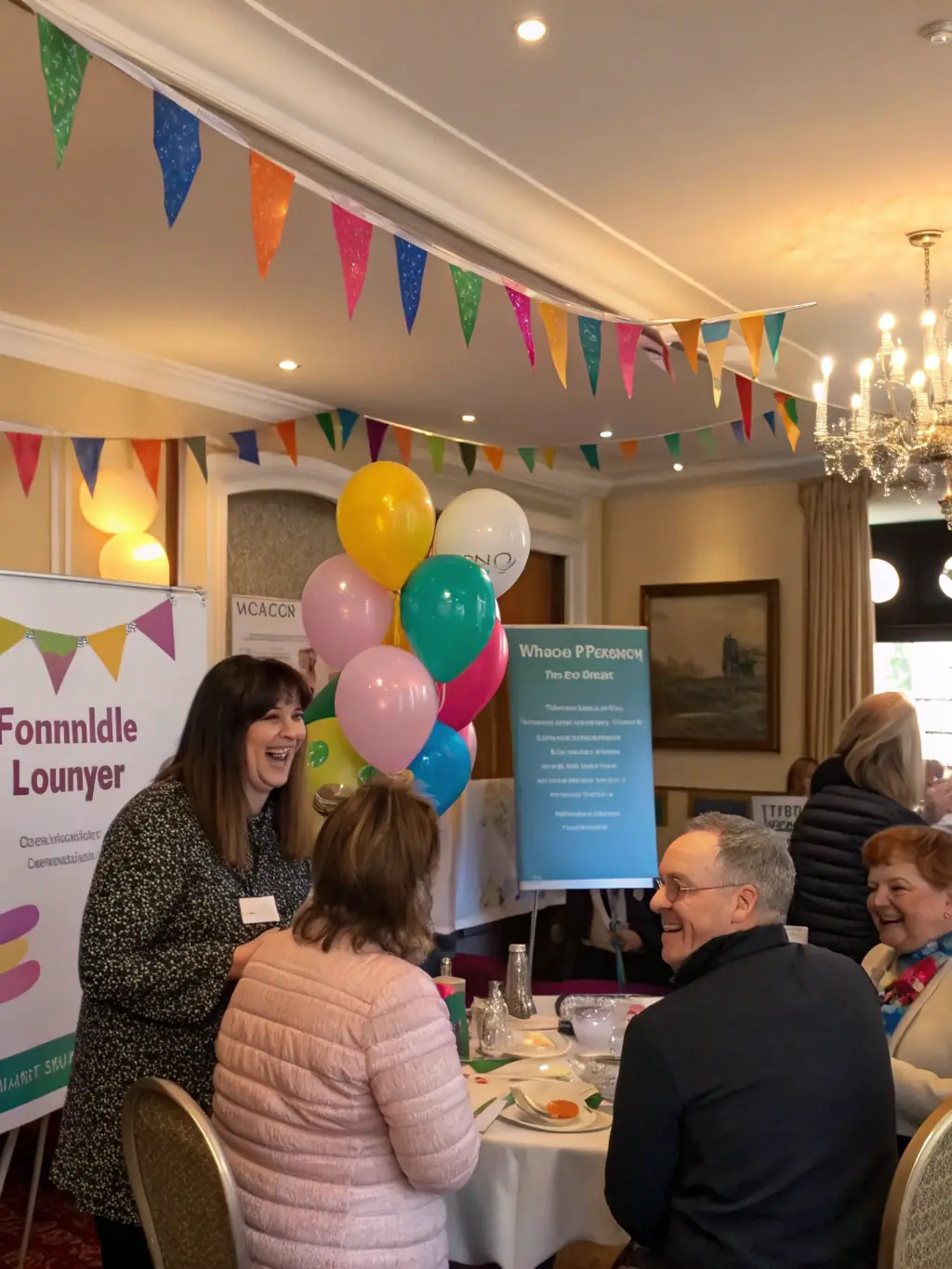 A photograph of a fundraising event organized by the association, showing community members participating in a dinner or auction to support the church's restoration.